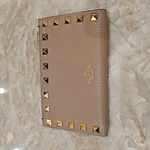 Valentino Garavani Rockstud Leather Zip Coin Purse/Card Holder